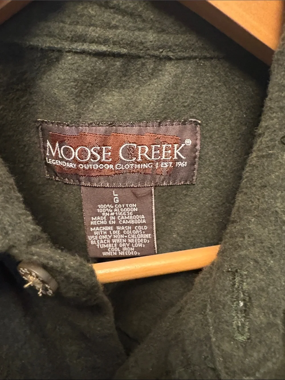 Moose Creek Olive Green Wool Overshirt Jacket XL